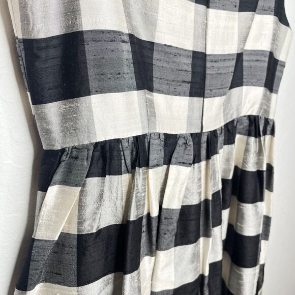 Vian Hunter Buffalo Plaid Retro Silk Sleeveless Pleated Fit and Flare Dress 6 - Picture 10 of 13